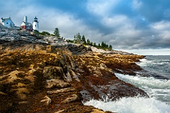 Sun Breaking Through Clouds by Pemaquid Light in Maine